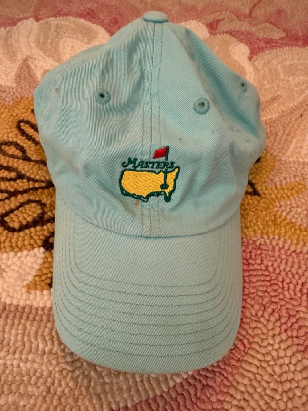 Masters Light Teal Golf Hat with Yellow Logo